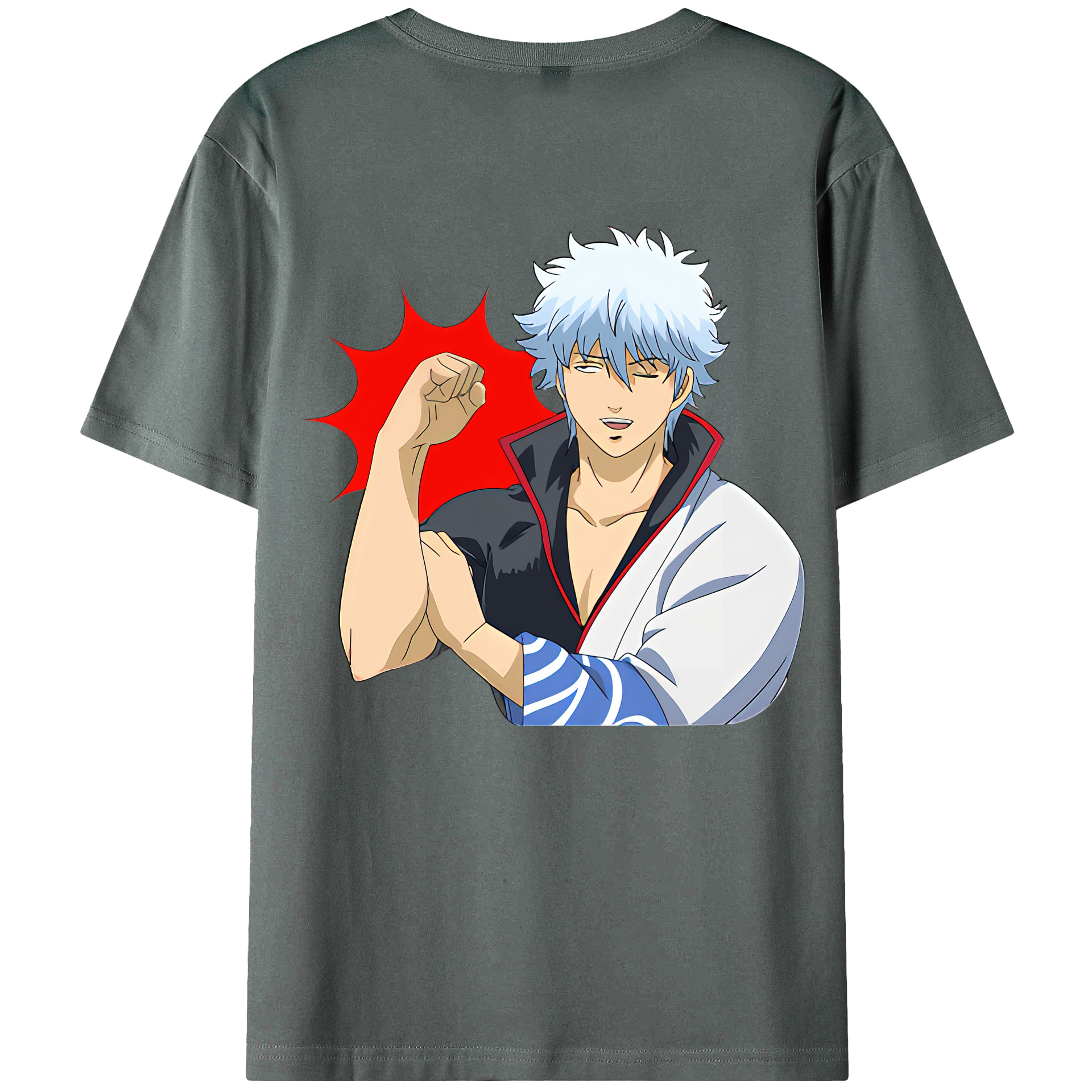 （画像用） ぎんたま 坂田銀時（さかたぎんとき） 神楽 志村新八（しむら しんぱち） GINTAMA Sakata Gintoki Kagura Shimura Shinpachi 綿100％ メンズ半袖Tシャツ（バックプリント） 通気性